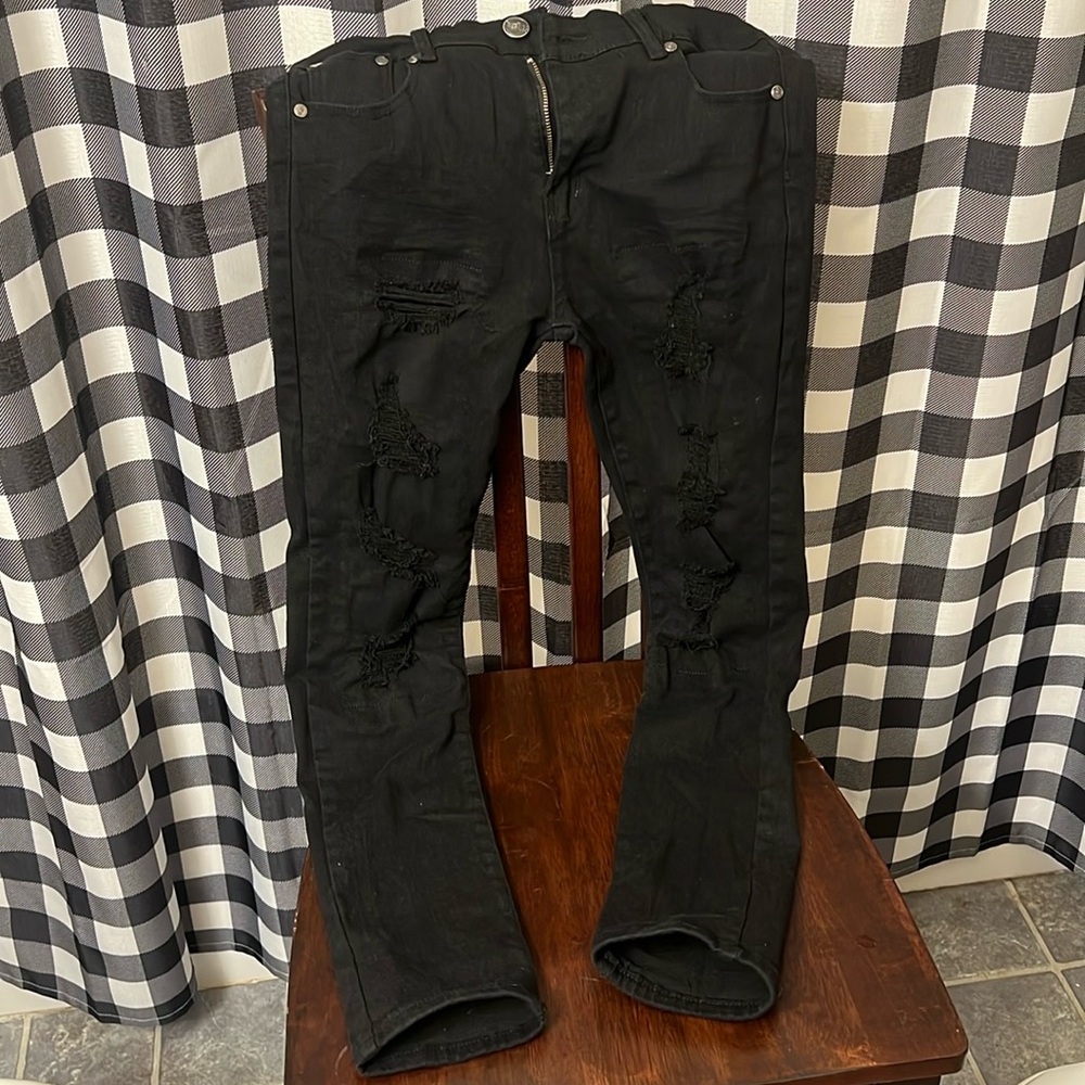Black Distress Pants for Men